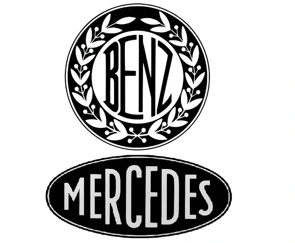 Benz ja Mercedes vanhat logot.