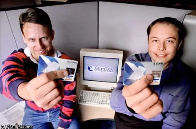 Peter Thiel ja PayPalin perustaja Elon Musk, 2000